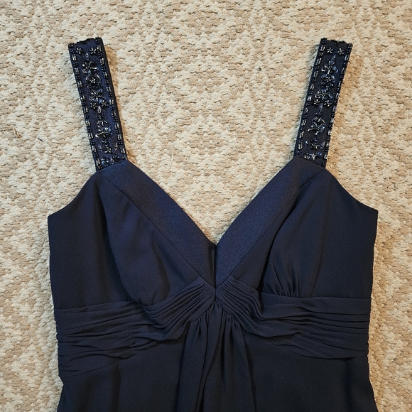 Navy blue dress with beaded shoulders - Picture 6 of 6